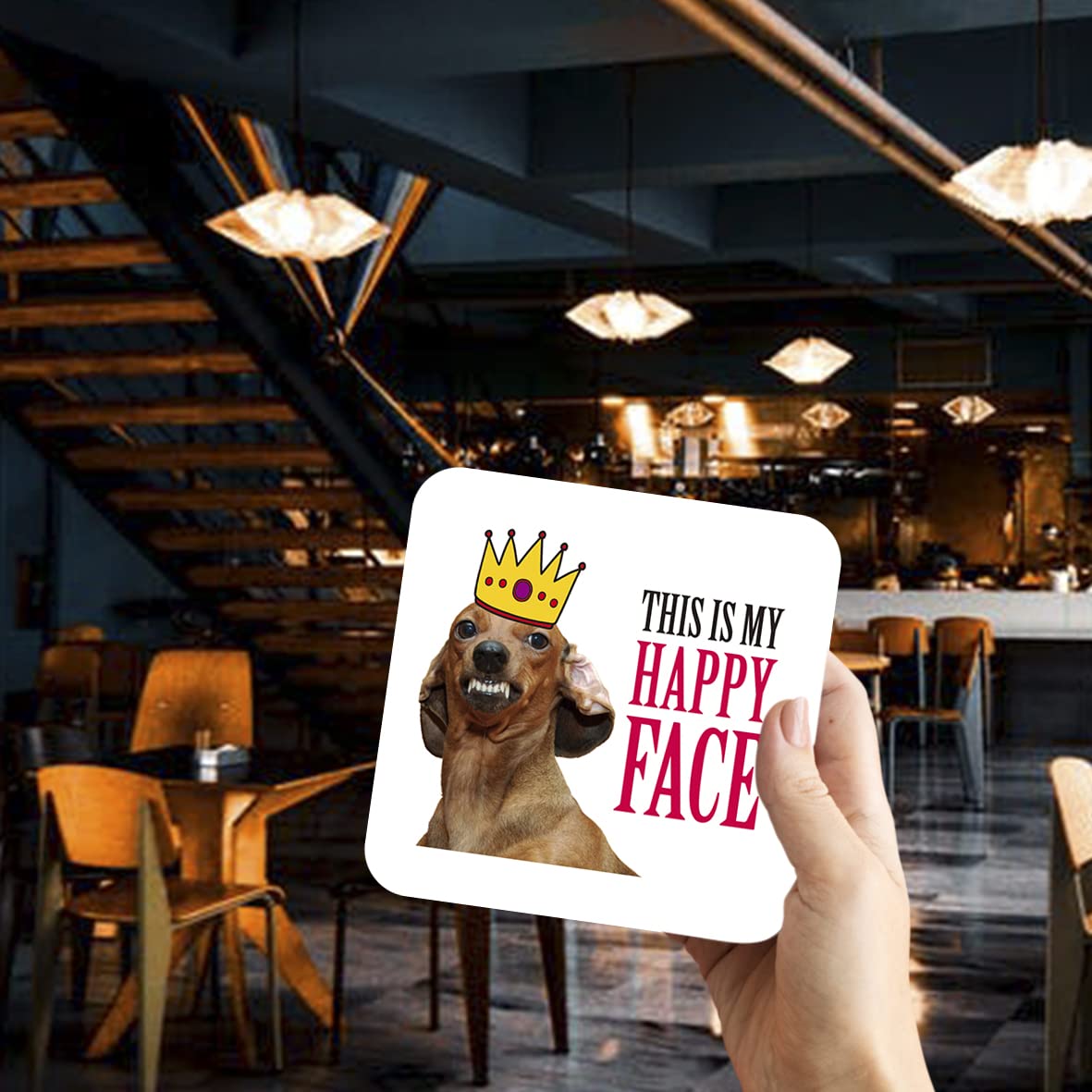 CS452 This is My Happy face Novelty Funny Coffee Tea Drink Gift Glossy MDF Wooden Coaster