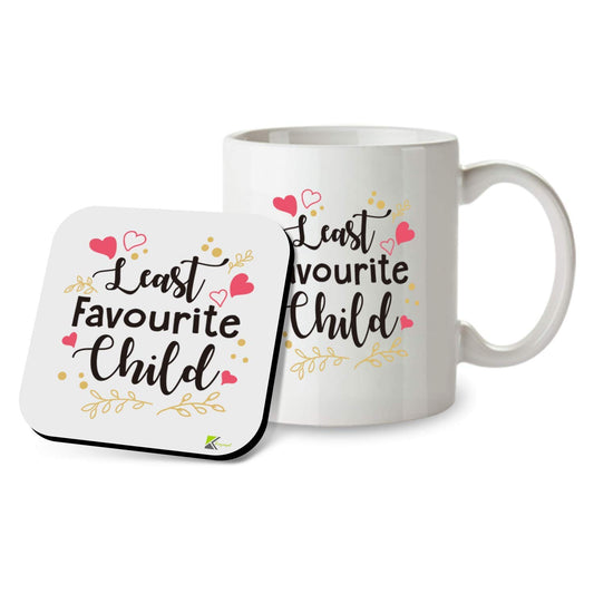 Kruzroyal SM025 Least Favourite Child - 11OZ Mug & Matching Coaster Set