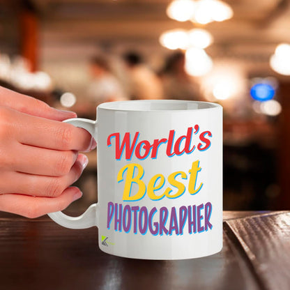 Kruzroyal DZ868 World's Best Photographer Mug 11oz - White Ceramic Cup for Cameraman, Shutterbug - Ideal Birthday, Thank You, Leaving Present