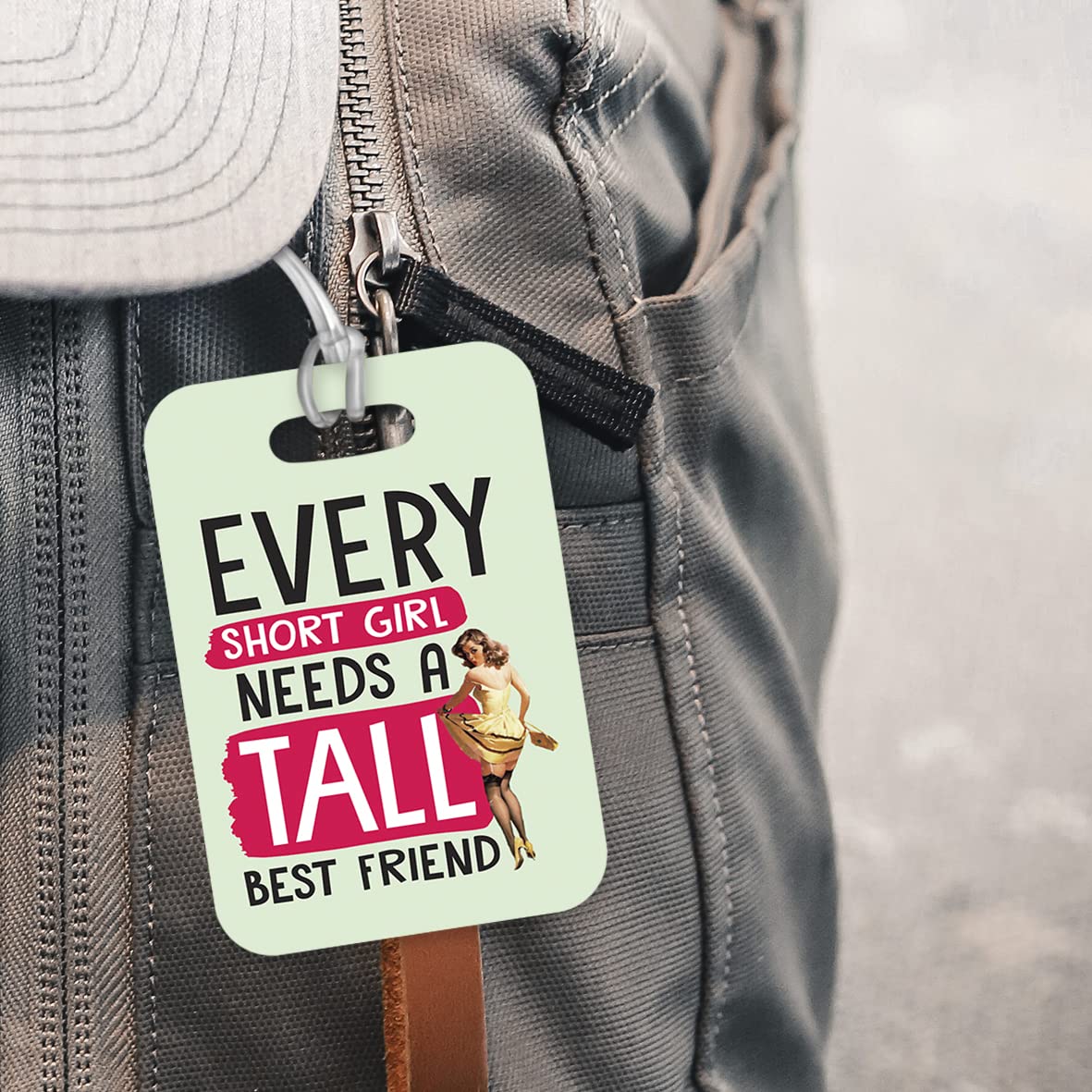 LT150 Every Short Girl Needs A Tall Best Friend Novelty Funny Unique Designer Gift Glossy Plastic Suitcase Luggage Tag