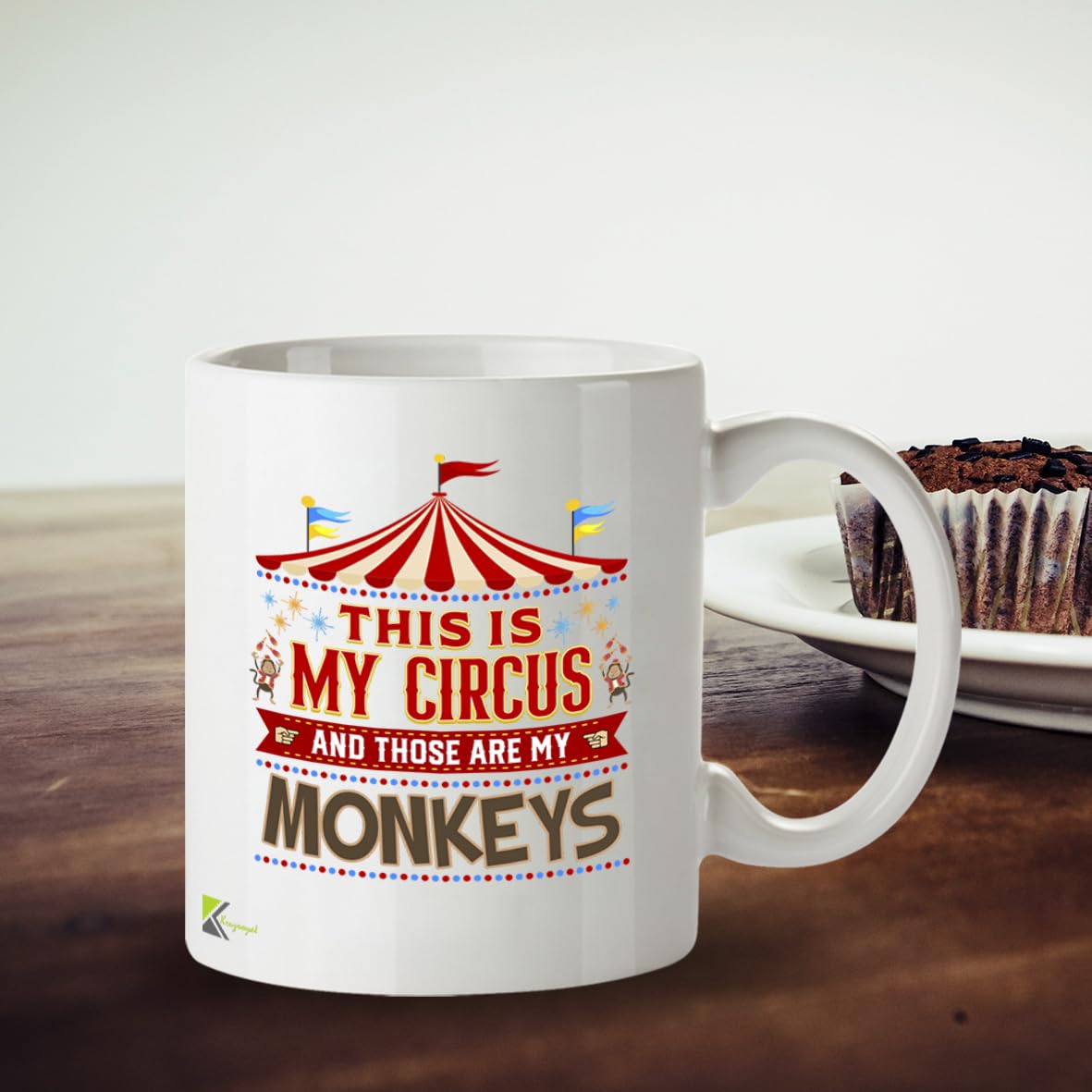 Funny Mug This is My Circus My Monkeys - 11oz Ceramic Coffee Tea Cup Gift for Mum Boss Teacher Manager - Dishwasher Microwave Safe Novelty Present