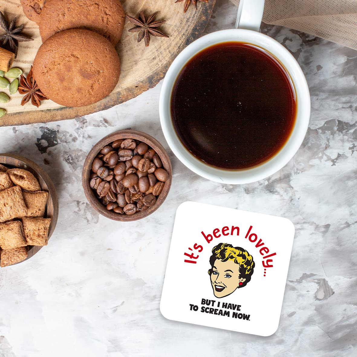 CS470 It's Been Lovely but i Have to Scream Now Novelty Funny Coffee Tea Drink Gift Glossy MDF Wooden Coaster