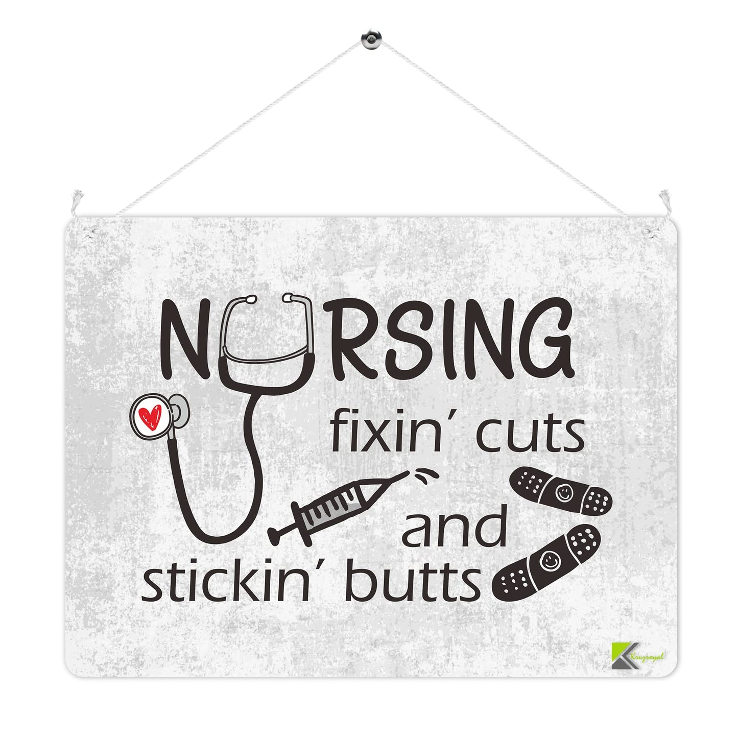 MP241 NURSING: fixin' cuts and stickin' but*s Funny Novelty Retro Vintage Metal Wall Sign Plaque 20cm x 15cm