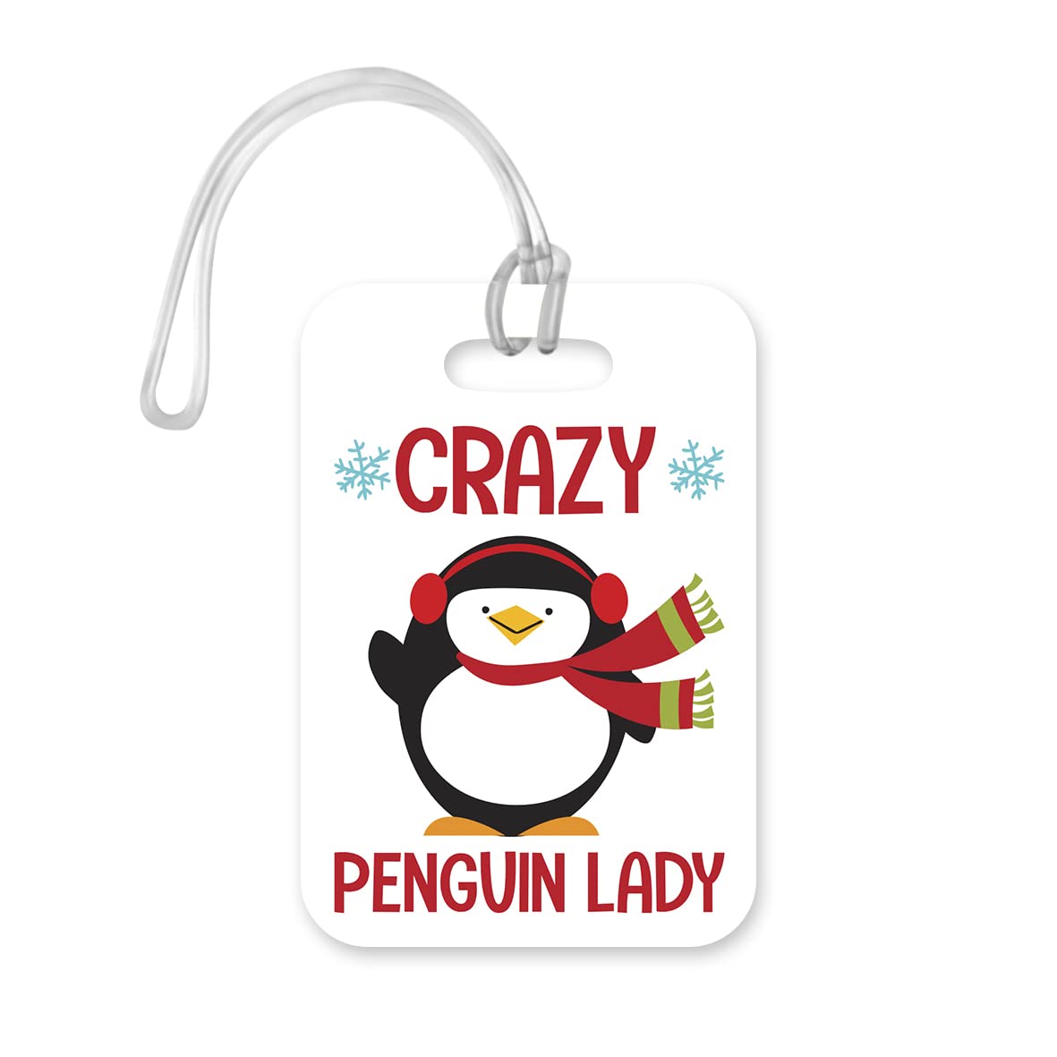 LT130 Crazy Penguin Lady Novelty Funny Unique Designer Gift Glossy Plastic Suitcase Luggage Tag