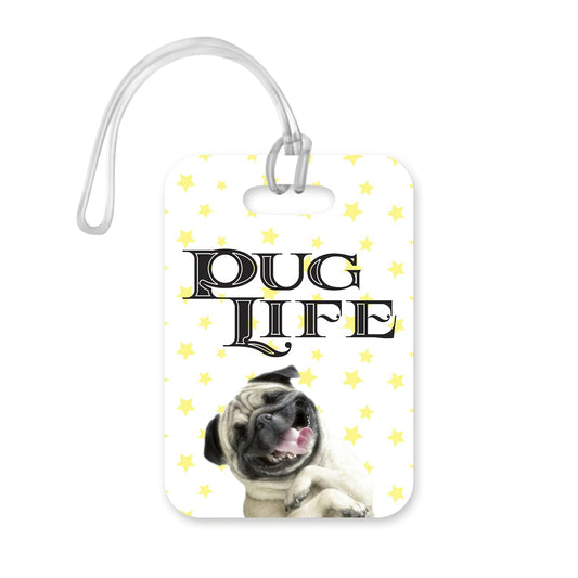 LT173 Pug Life Novelty Funny Unique Designer Gift Glossy Plastic Suitcase Luggage Tag