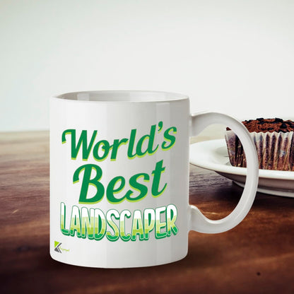 Kruzroyal DZ832 World's Best Landscaper Mug 11oz - White Ceramic Coffee & Tea Cup for Gardener, Landscape Architect - Birthday, Thank You Present