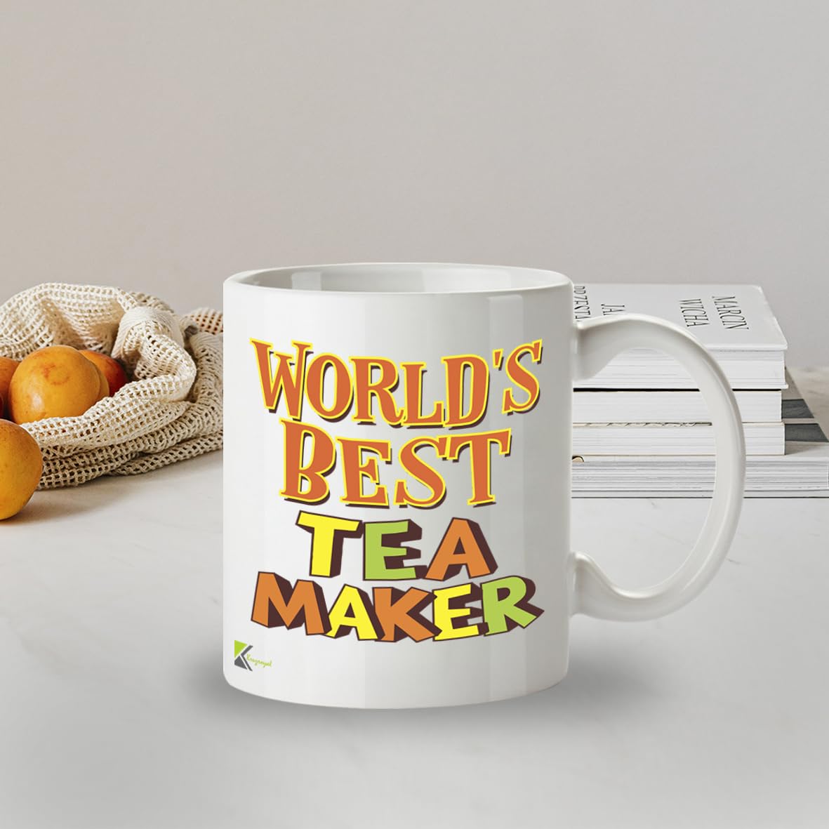 Kruzroyal DZ828 World's Best Tea Maker Mug 11oz - White Ceramic Cup for a Perfect Brew - Funny Birthday, Office Thank You Gift for Colleague, Friend