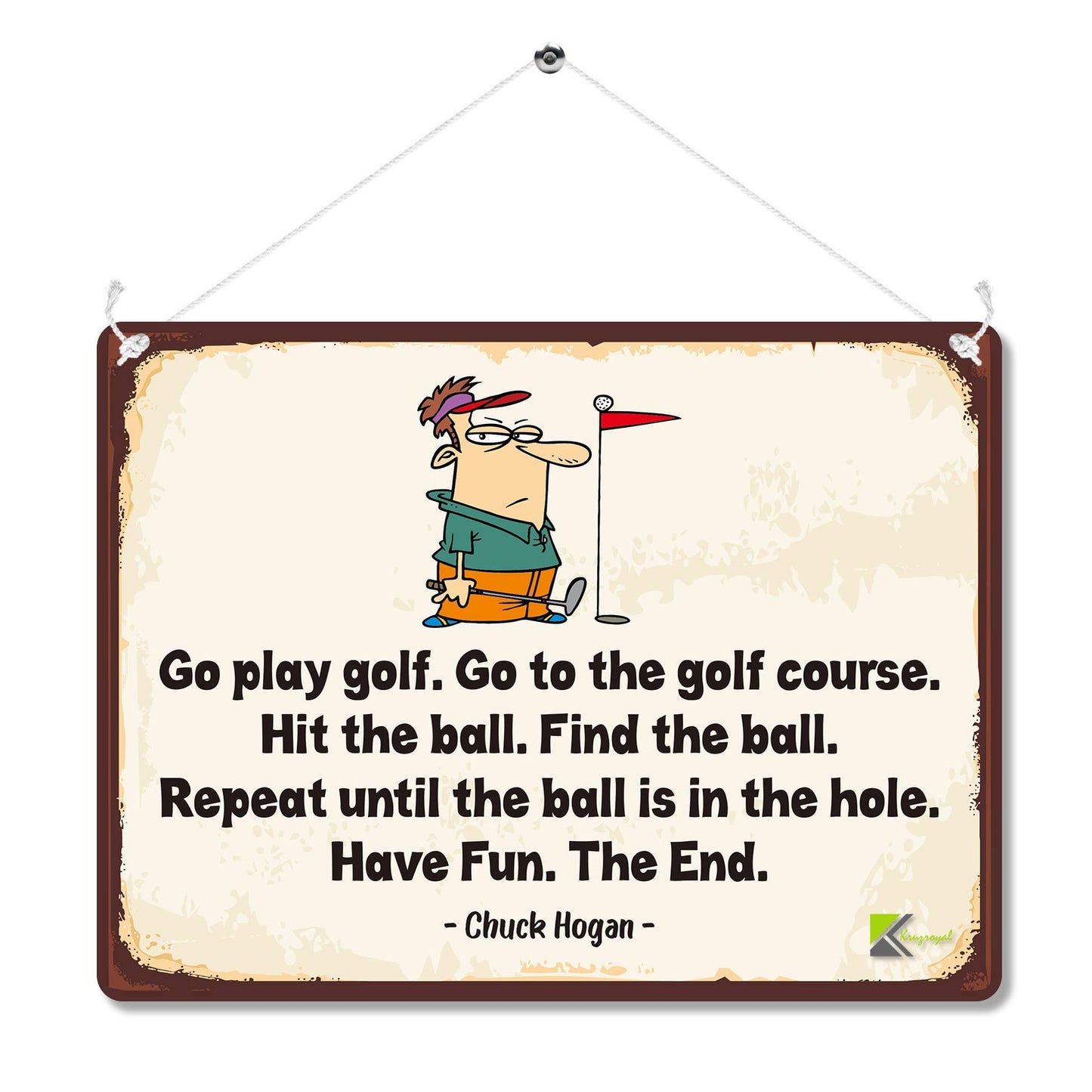 Kruzroyal MP109 Golf Player/how to play golf Funny Novelty Retro Vintage Metal Wall Sign Plaque 20cm x 15cm