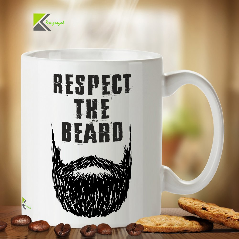 Kruzroyal DZ246 Respect The Beard Funny Novelty Great Gift Idea Coffee Tea Mug