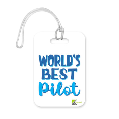 LT485 World's Best Pilot Novelty Funny Unique Designer Gift, Suitcase, Glossy Plastic Luggage Tag for Pilot