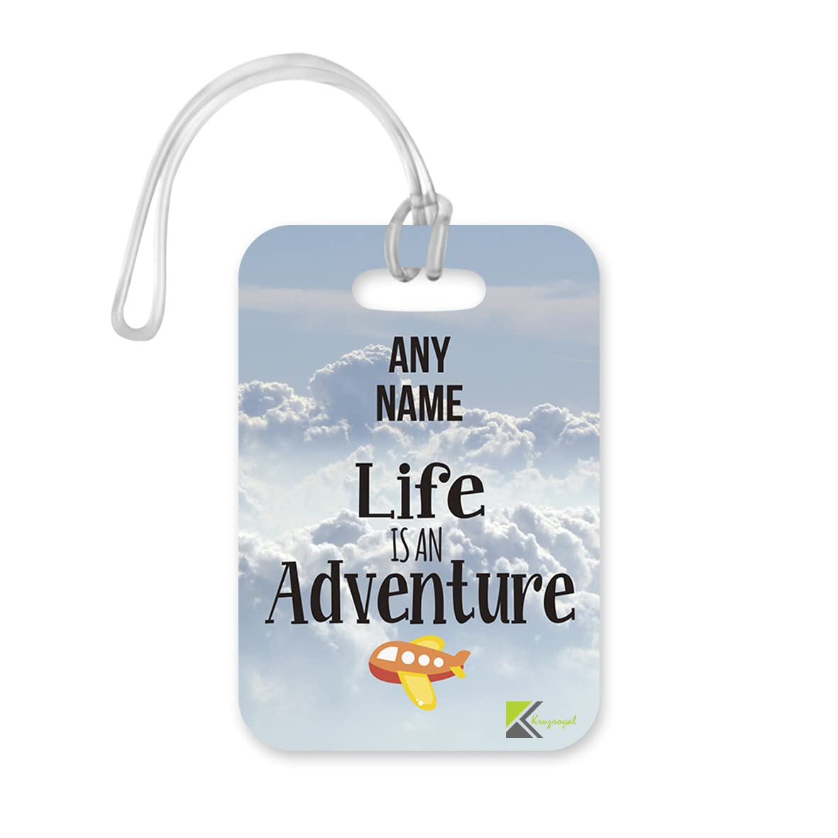 PLT211 Personalised Name Life is an Adventure Novelty Funny Unique Designer Gift Glossy Plastic Suitcase Luggage Tag