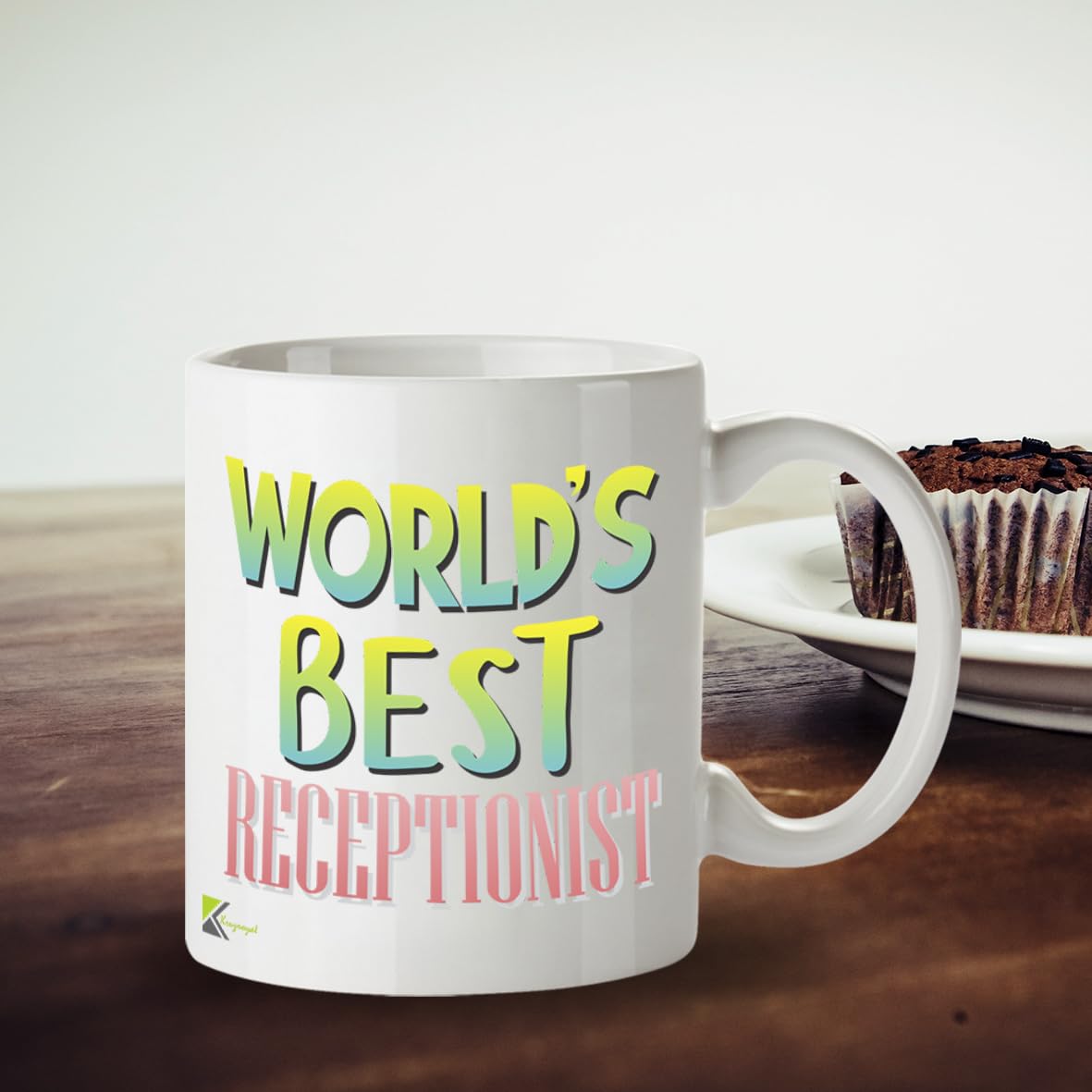 Kruzroyal DZ886 World's Best Receptionist Mug 11oz - White Ceramic Cup for Admin, PA - Funny Birthday, Leaving, Thank You Present