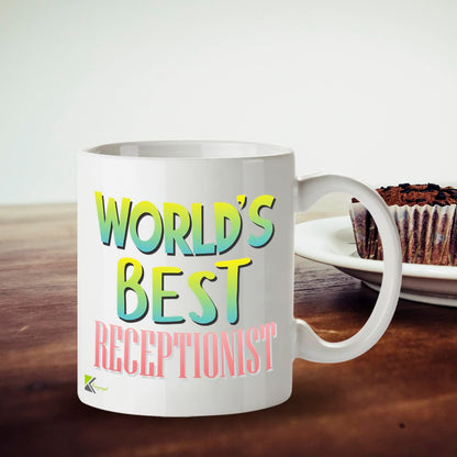 Kruzroyal DZ886 World's Best Receptionist Mug 11oz - White Ceramic Cup for Admin, PA - Funny Birthday, Leaving, Thank You Present