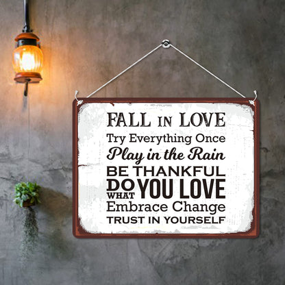 Kruzroyal MP193 Fall in Love/Be thankful/Do what you love/Trust in yourself Funny Novelty Retro Vintage Metal Wall Sign Plaque 20cm x 15cm