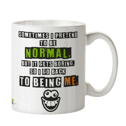 Kruzroyal Funny Sarcastic Mug, Sometimes I Pretend to Be Normal Design, Novelty Gag Gift for Best Friend, Coworker or Mum, White Ceramic Coffee Cup, 11 oz