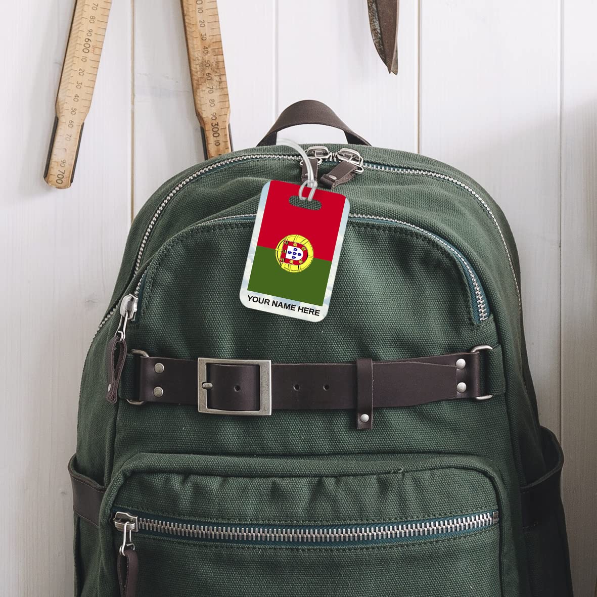 PLT278 Personalised Name with Portugal Flag Novelty Funny Unique Designer Gift Glossy Plastic Suitcase Luggage Tag
