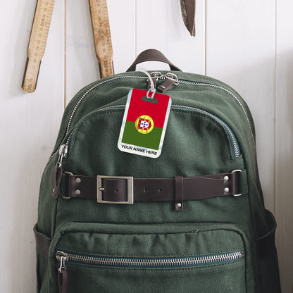 PLT278 Personalised Name with Portugal Flag Novelty Funny Unique Designer Gift Glossy Plastic Suitcase Luggage Tag