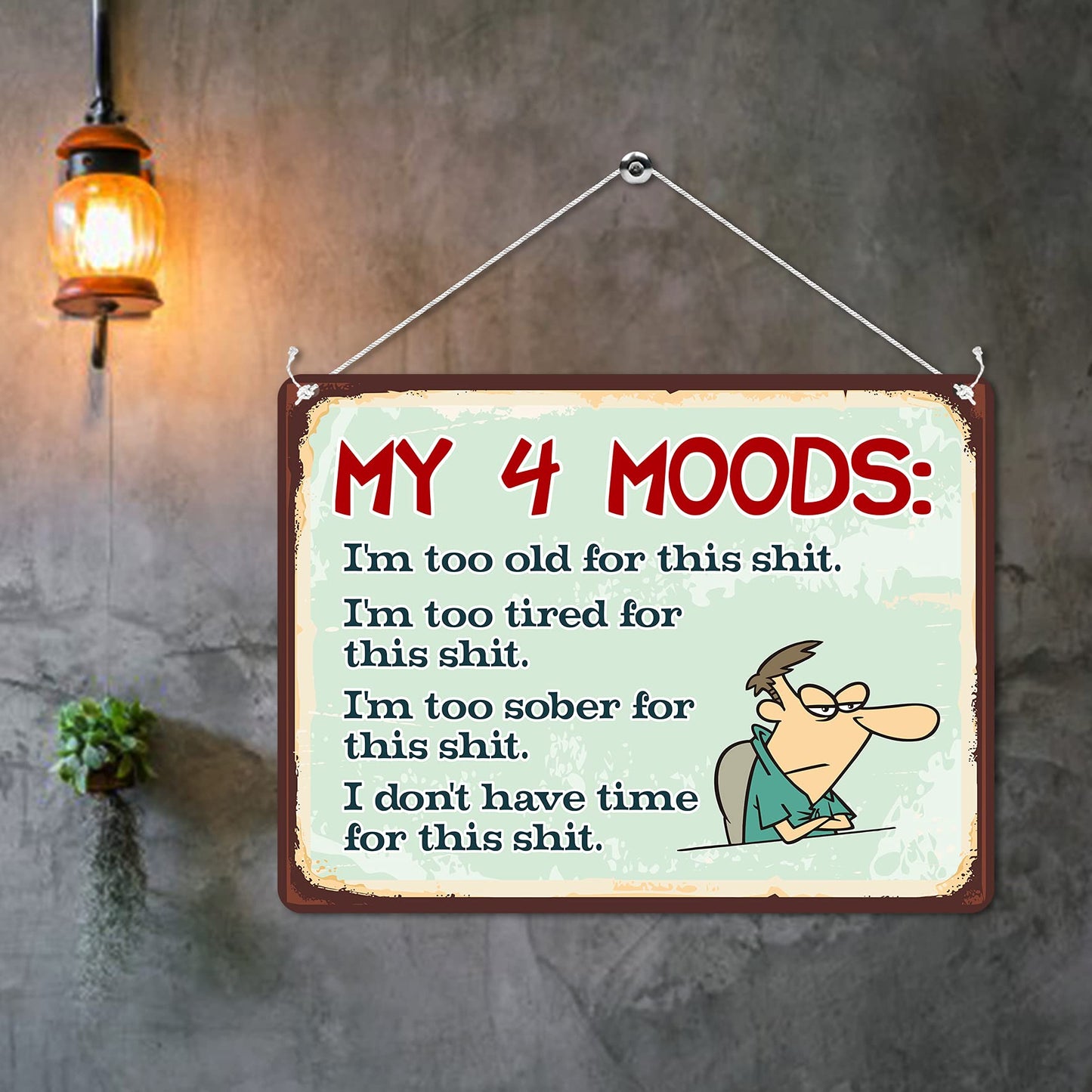 Kruzroyal MP103 My 4 Moods Funny Novelty Retro Vintage Metal Wall Sign Plaque 20cm x 15cm