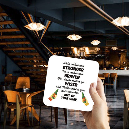 CS554 Stronger Braver Wiser Novelty Funny Coffee Tea Drink Gift Glossy MDF Wooden Coaster