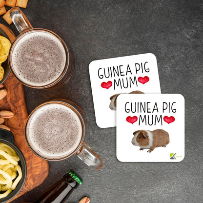 CS864 Guinea Pig Mum Novelty Funny Coffee Tea Drink Gift Glossy MDF Wooden Coaster for Guinea Pig Lover, Owner, Her - Birthday, Pet Themed Desk Accessory