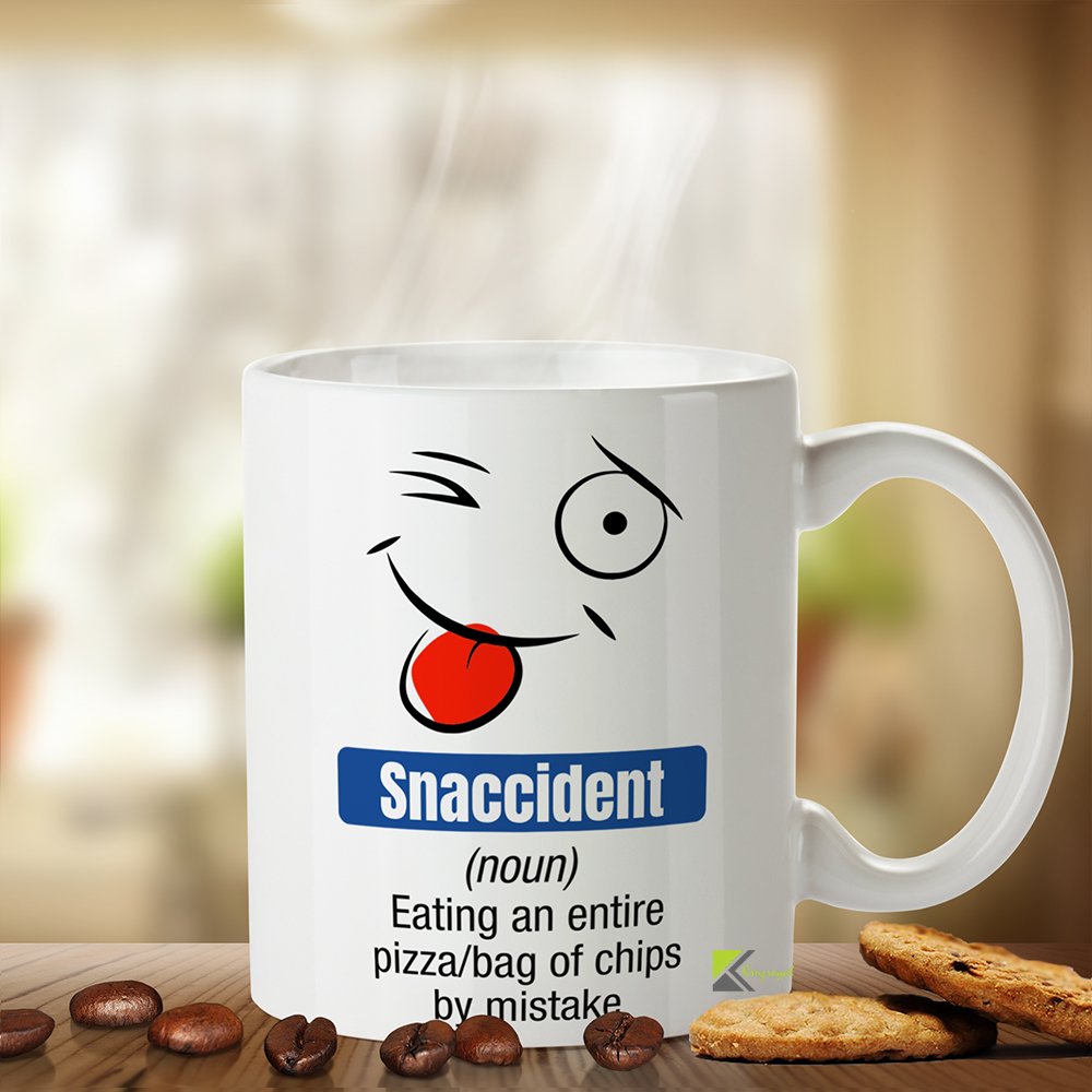 Kruzroyal Snaccident Funny Mug, Novelty Coffee Cup with Definition, Gag Gift for Foodies, Friends and Colleagues