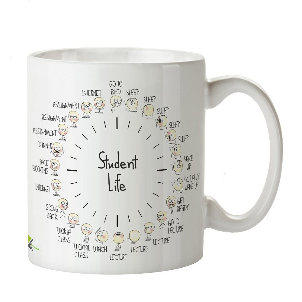 Kruzroyal Student Life Funny Novelty Great Gift Idea Coffee Tea Mug | Gift for University, College Student, Fresher | Novelty Coffee Cup, Uni Humour, Son, Daughter Present, 11oz