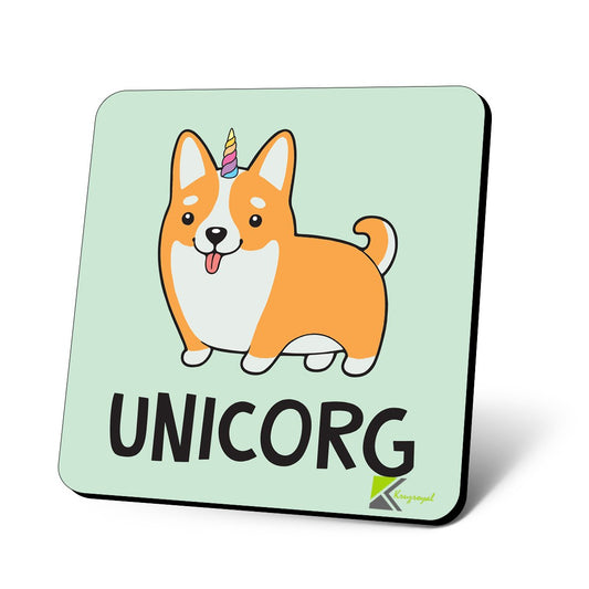 CS990 Unicorg/Corgi Lover Novelty Funny Coffee Tea Drink Gift Glossy MDF Wooden Coaster