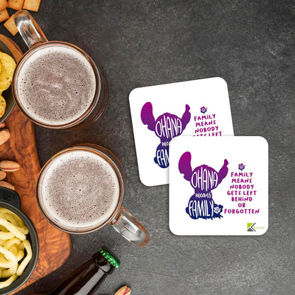 CS820 Ohana means family, family means nobody gets left behind or forgotten Novelty Funny Coffee Tea Drink Gift Glossy MDF Wooden Coaster | Sentimental Gifts for Family, Best Friend, Sister