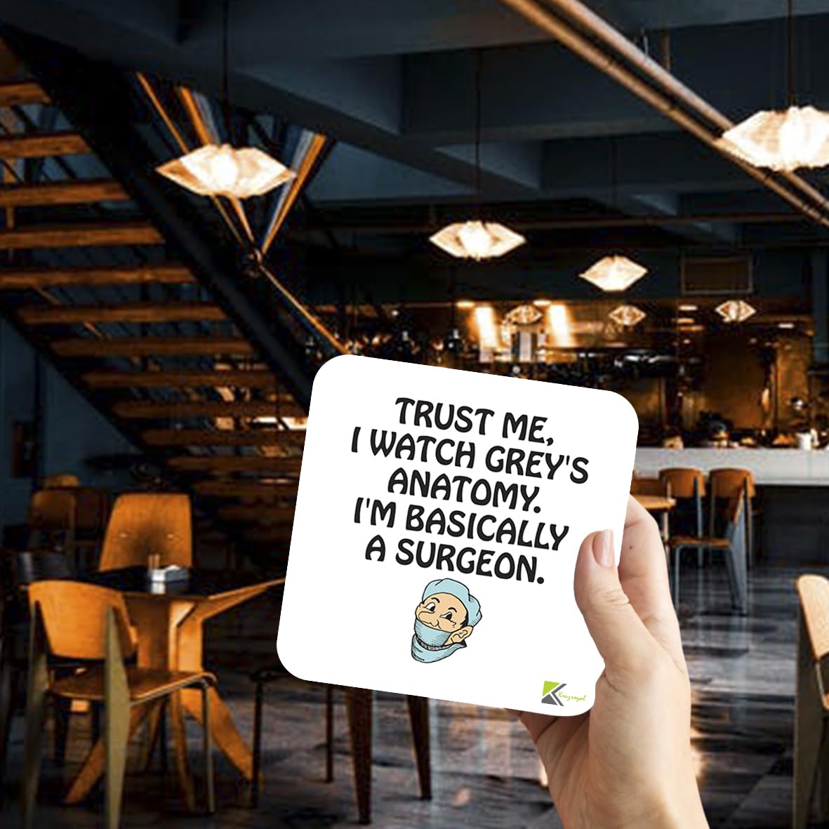 CS239 Trust me, i Watch Grey's Anatomy. I'm Basically a surgeonNovelty Funny Coffee Tea Drink Gift Glossy MDF Wooden Coaster