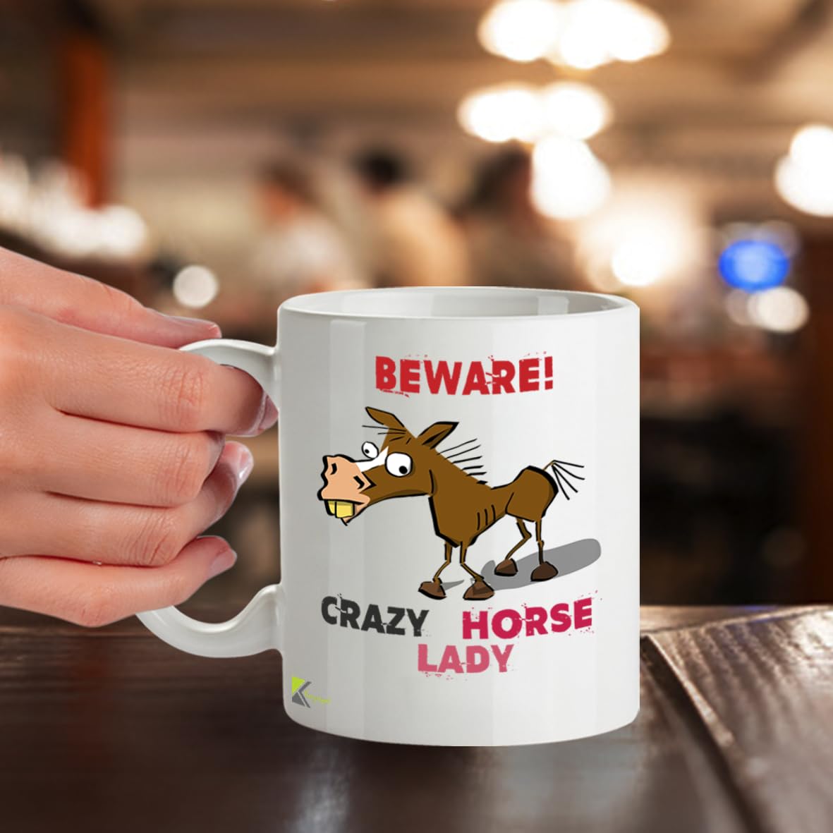 Kruzroyal Beware Crazy Horse Lady Mug - Funny Horse Gift for Women - 11oz Ceramic Coffee Mug - Equestrian Lover Gift - DZ047