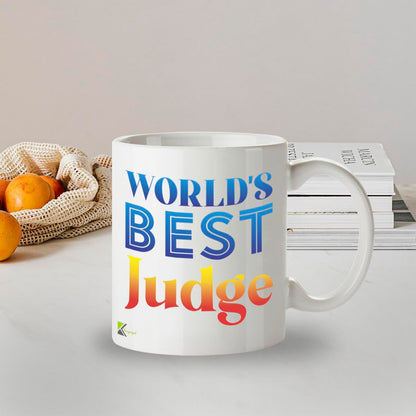 DZ883 World's Best Judge Mug 11oz - White Ceramic Cup for Justice, Magistrate - Ideal Birthday, Retirement, Appointment Present