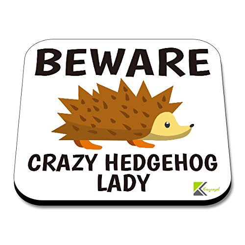 CS053 Beware Crazy Hedgehog ladyNovelty Funny Coffee Tea Drink Gift Glossy MDF Wooden Coaster