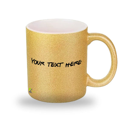Kruzroyal Personalised Gold/Silver Glitter Mug, Customisable Name 11OZ Ceramic Mug