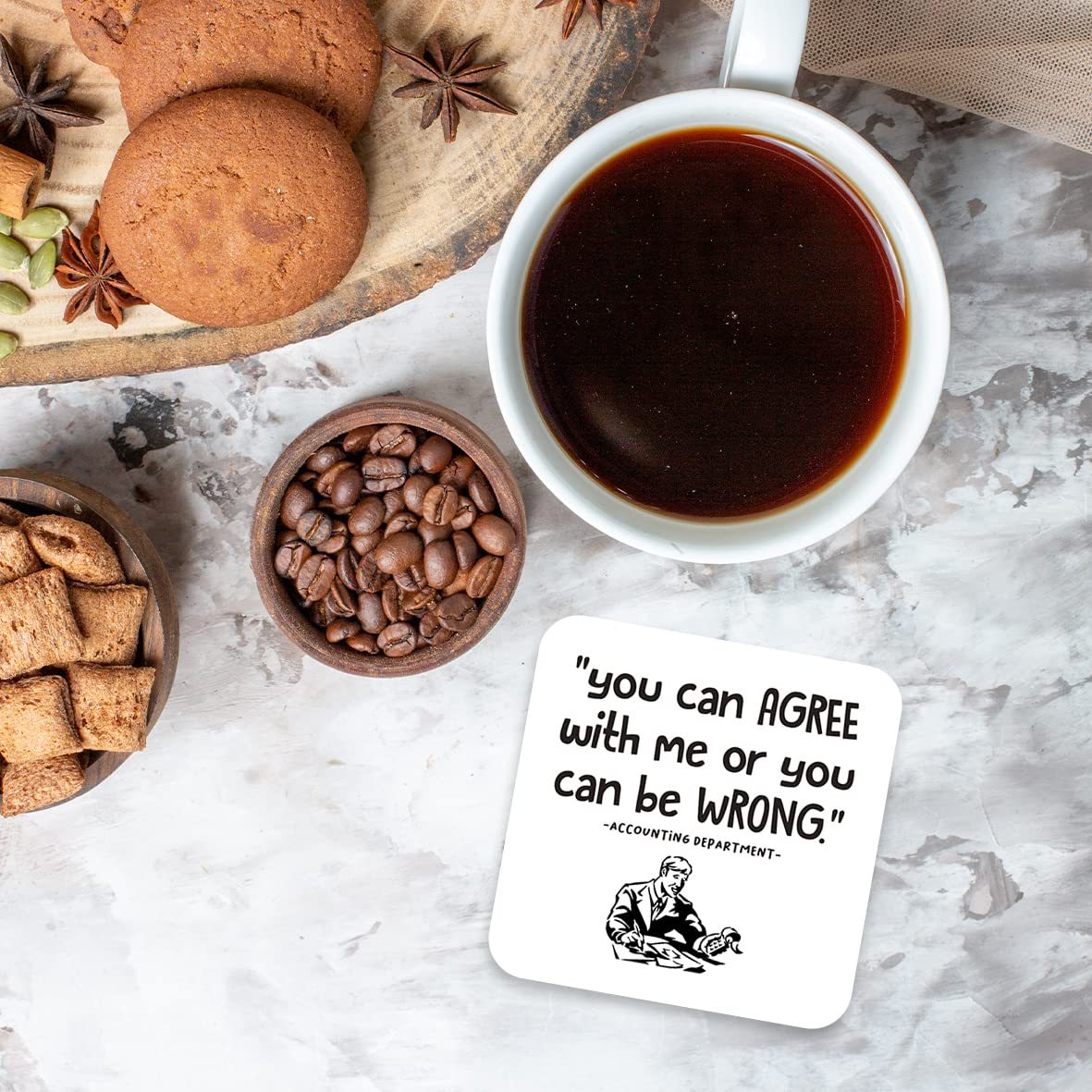CS539 You can AGREE with me or you can be WRONG - Accounting Department Novelty Funny Coffee Tea Drink Gift Glossy MDF Wooden Coaster