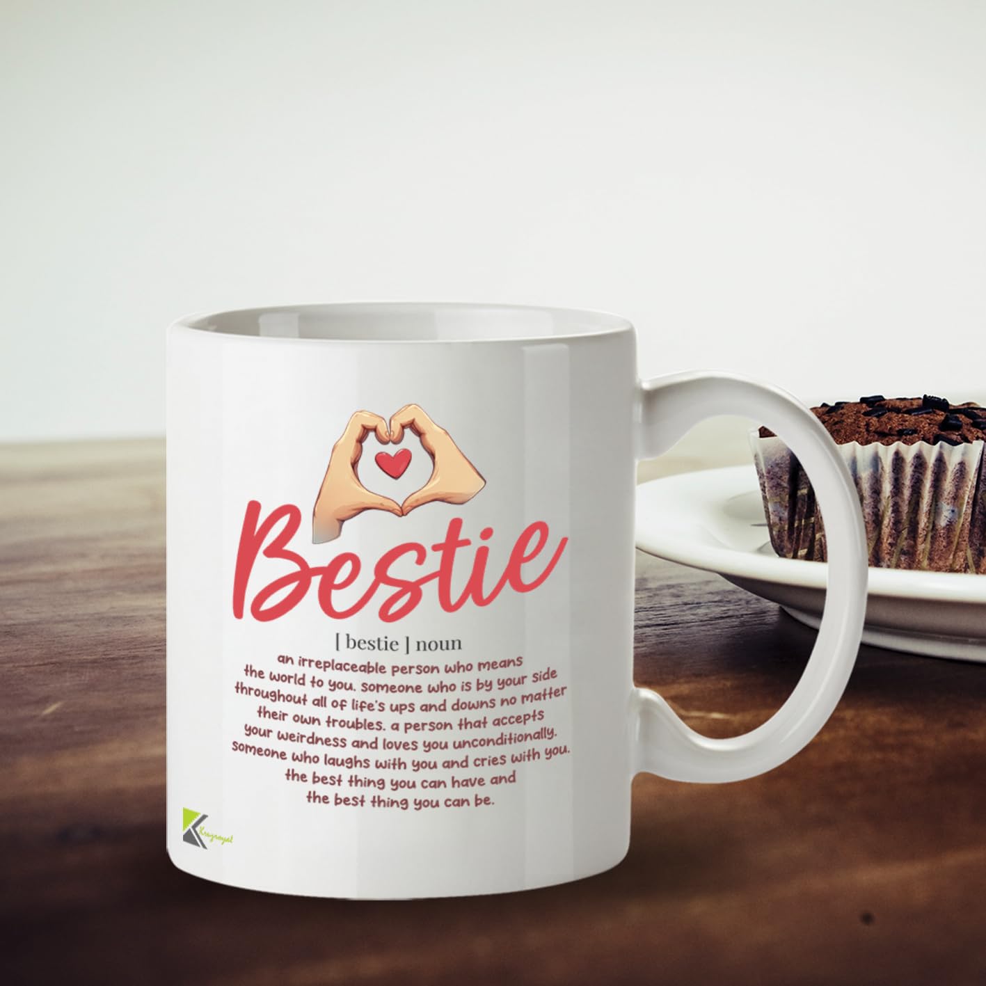 Kruzroyal DZ952 Bestie Definition Coffee Mug | Inspirational Best Friend, Soul Sister, BFF Gift for Women & Teen Girls | 11oz White Ceramic Friendship Mug
