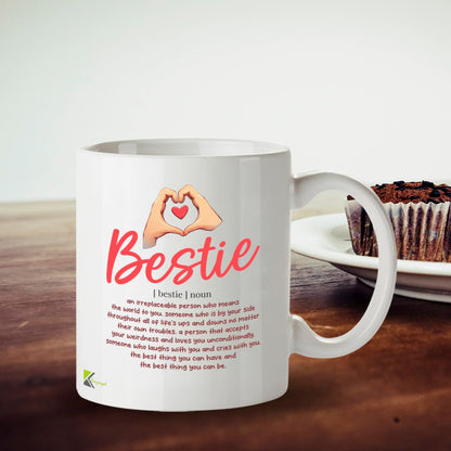 Kruzroyal DZ952 Bestie Definition Coffee Mug | Inspirational Best Friend, Soul Sister, BFF Gift for Women & Teen Girls | 11oz White Ceramic Friendship Mug