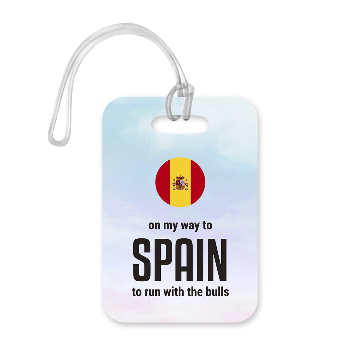 LT089 On My Way to Spain to Run with The Bulls Novelty Funny Unique Designer Gift Glossy Plastic Suitcase Luggage Tag
