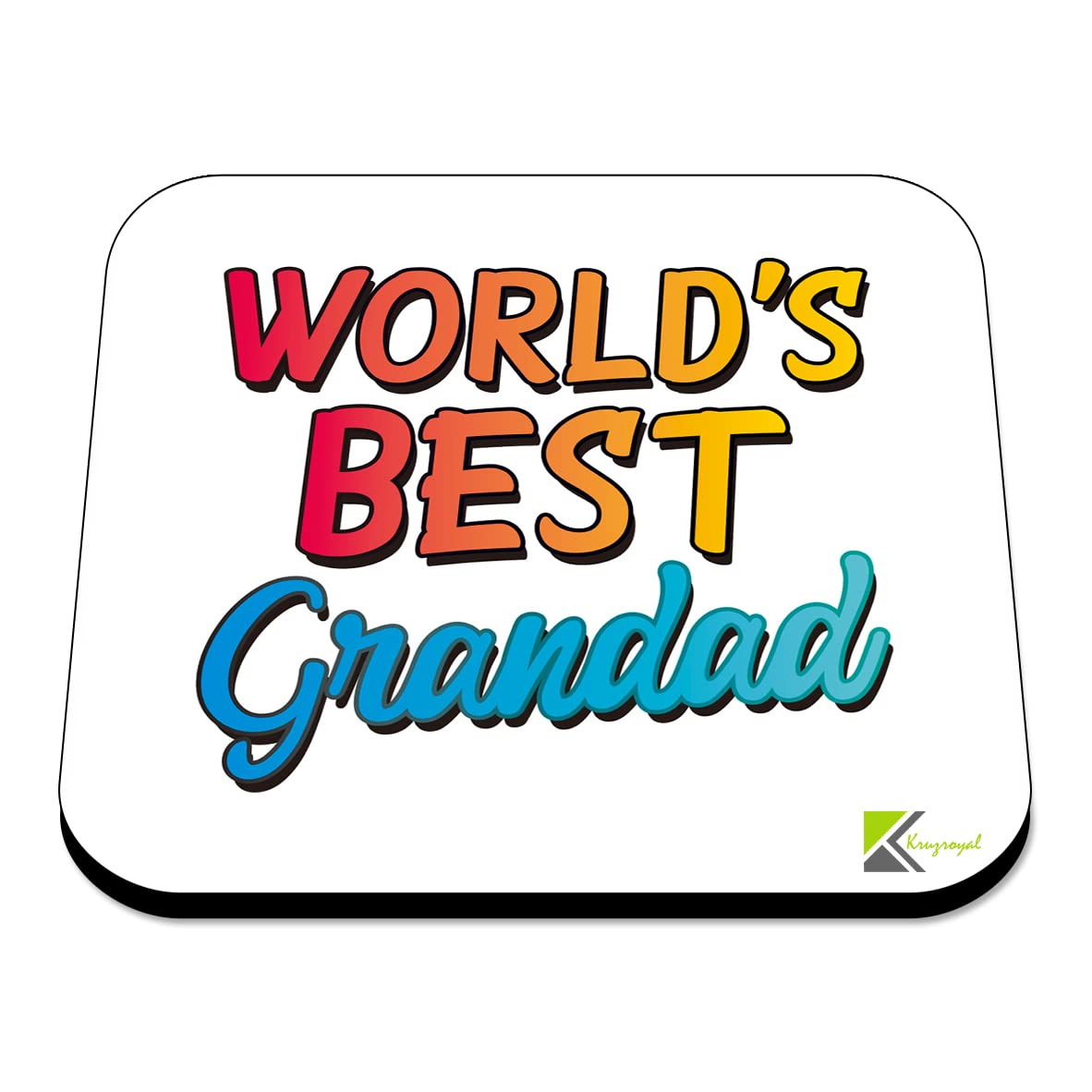 WB025 World's Best Grandad MDF Wooden Coaster by Kruzroyal | Gift for Grandad | Unique Novelty Present | 9cm x 9cm | Coffee Tea MDF Wooden Coaster