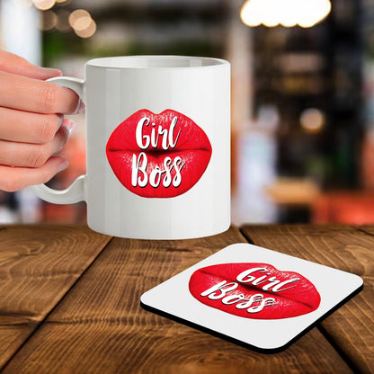Kruzroyal SM022 Girl Boss - 11OZ Mug & Matching Coaster Set - for Lady Girl Boss