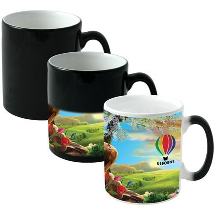 2 X Personalised Colour Changing Coffee Mug Cup YOUR PHOTO & TEXT Magic Mug WOW
