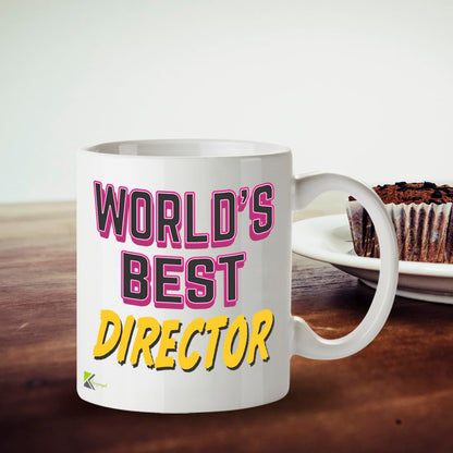 Kruzroyal DZ839 World's Best Director Mug 11oz - White Ceramic Cup for Company Leader, Film Director - Ideal Birthday, Leaving or Thank You Present