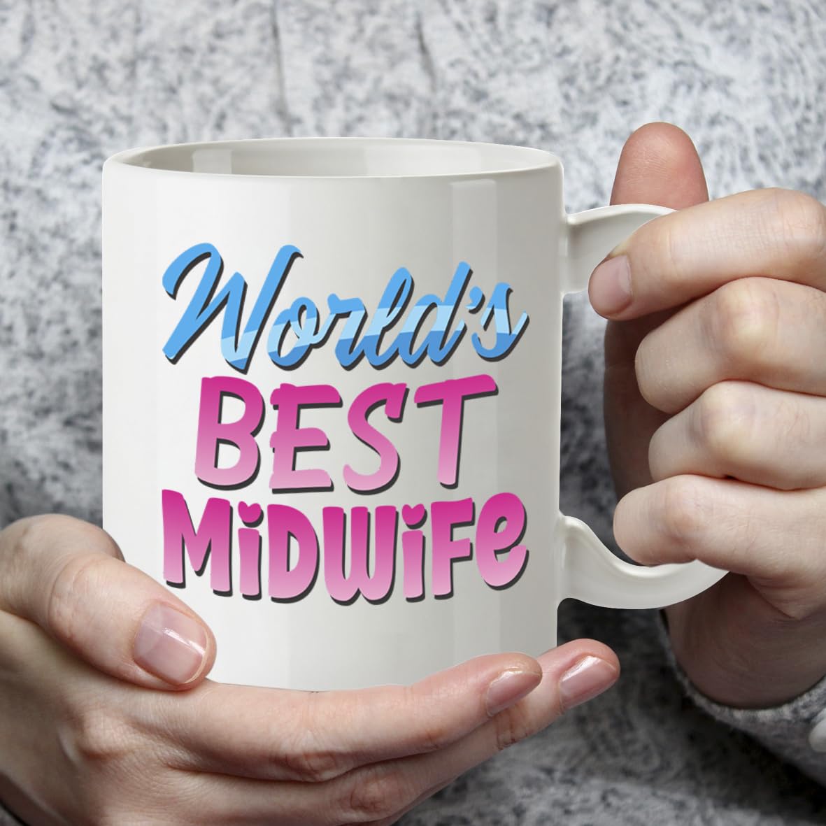 Kruzroyal DZ850 World's Best Midwife Mug 11oz - White Ceramic Cup for Student, Doula, NHS Staff - Heartfelt Thank You, Baby Shower Present for Her