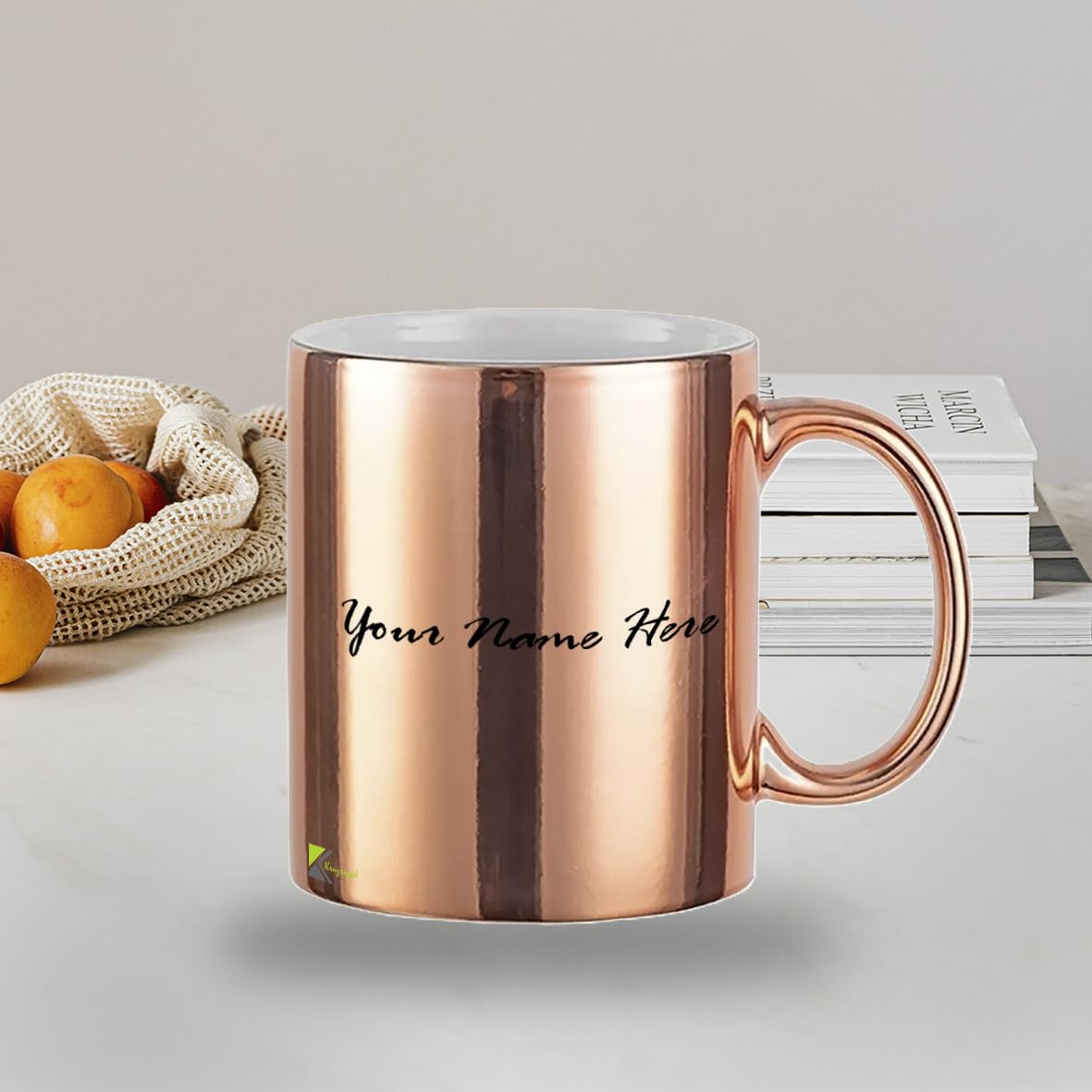 Kruzroyal Personalised Rose Gold Chrome Finish 11oz Ceramic Mug – Custom Name, Quote, or Text – Stylish & Elegant Gift