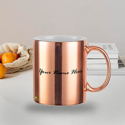Kruzroyal Personalised Rose Gold Chrome Finish 11oz Ceramic Mug – Custom Name, Quote, or Text – Stylish & Elegant Gift