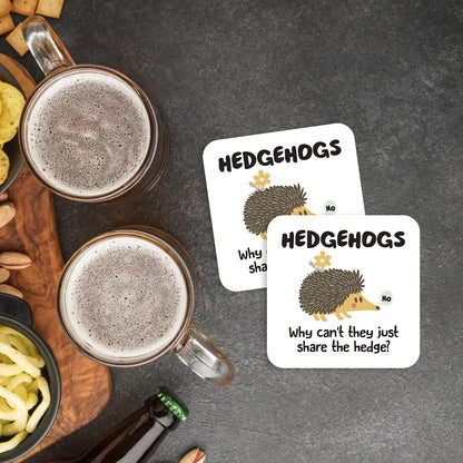 CS723 Hedgehogs Why Can't They just Share The Hedge? Novelty Funny Coffee Tea Drink Gift Glossy MDF Wooden Coaster