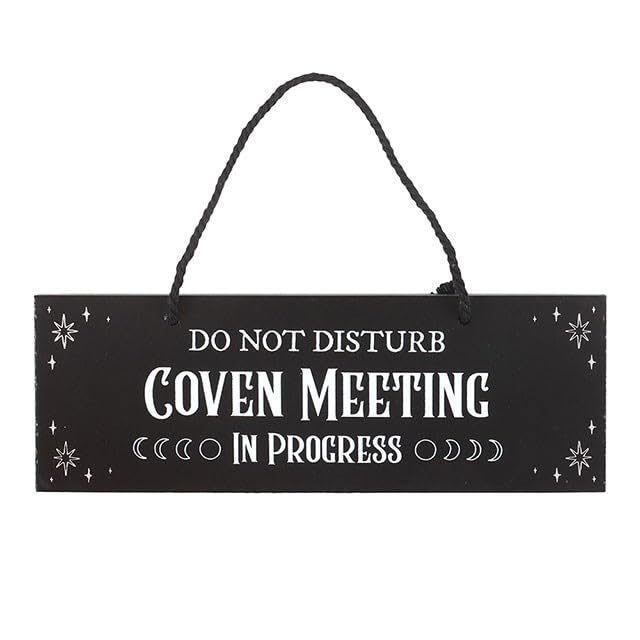 Something Different | Coven Meeting in Progress Decorative Sign | MDF, 20 x 7 x 0.8 cm, Witchy Moon Phase Design, Wall Hanging