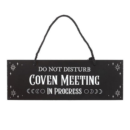 Something Different | Coven Meeting in Progress Decorative Sign | MDF, 20 x 7 x 0.8 cm, Witchy Moon Phase Design, Wall Hanging