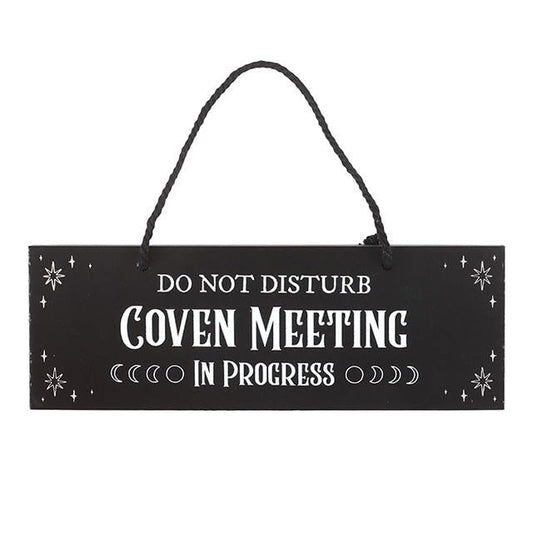 Something Different | Coven Meeting in Progress Decorative Sign | MDF, 20 x 7 x 0.8 cm, Witchy Moon Phase Design, Wall Hanging