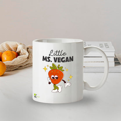Kruzroyal Little Ms Vegan Mug | Retro Cartoon Gift for Women | Funny Vegan Coffee Mug 11oz | Dishwasher Safe Ceramic Cup for Her