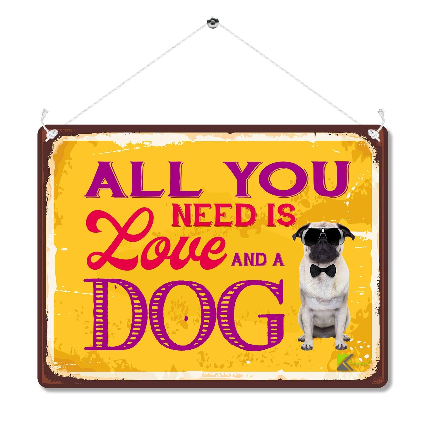 Kruzroyal MP078 All you need is love and a dog Funny Novelty Retro Vintage Metal Wall Sign Plaque 20cm x 15cm